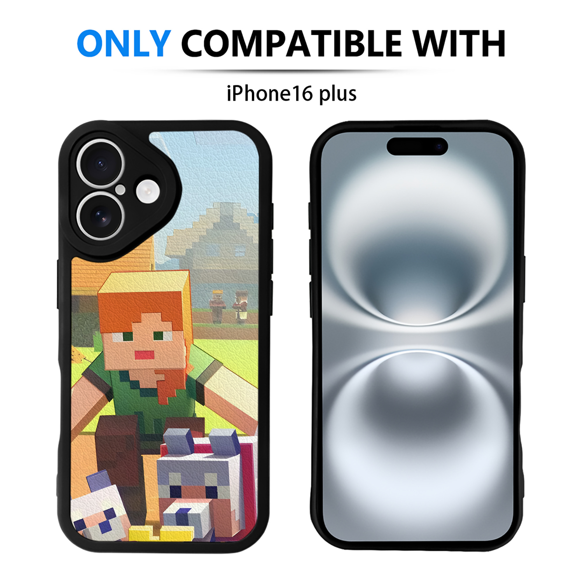 （画像用） マインクラフト ブロックの世界 Minecraft MC Block world 【iPhone 16シリーズ対応】シリコンスマホケース（レザー調） 材質：シリコン